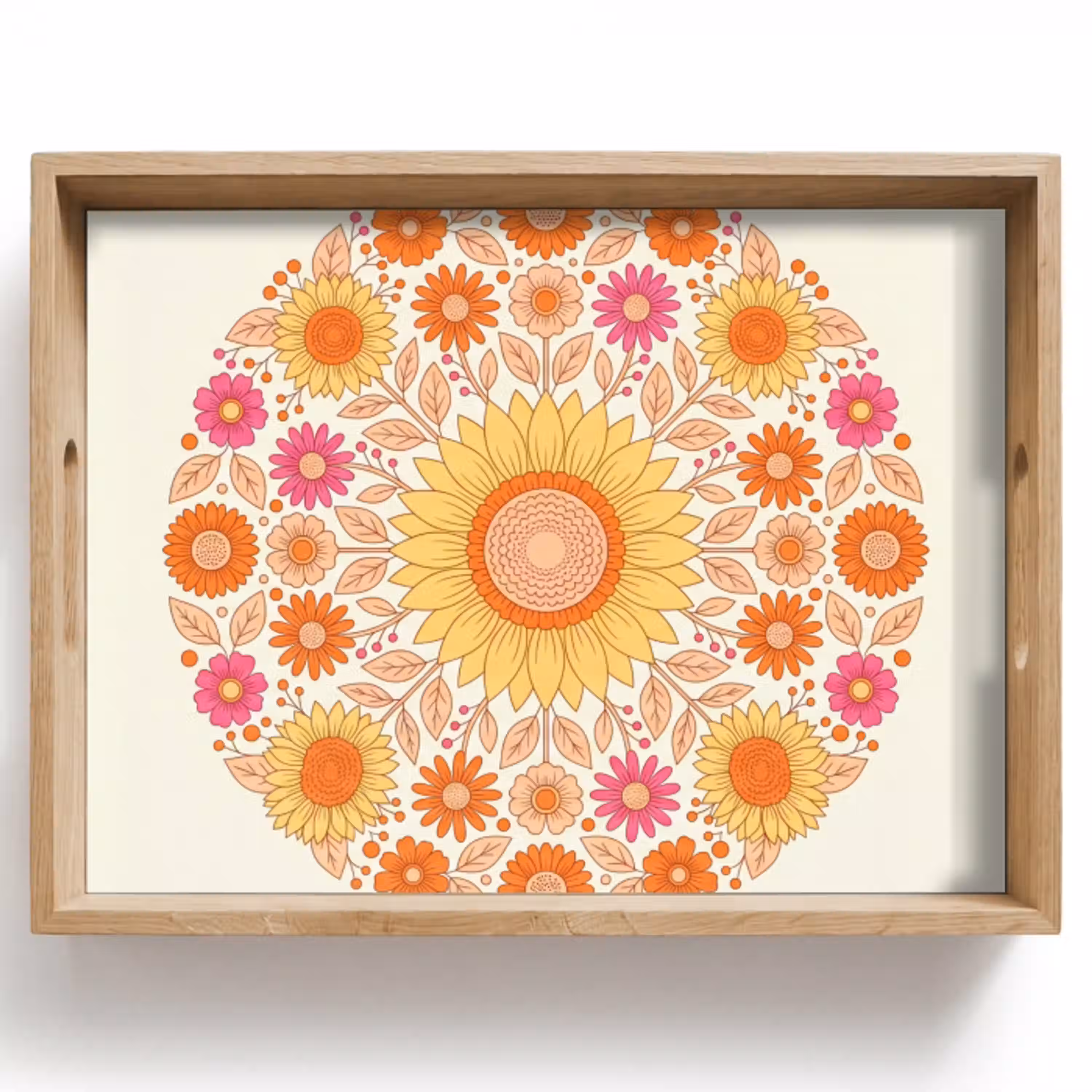 Bloemen - Mandala - Patroon - Kleurrijk Dienblad Rechthoek middel -z3d_shopping