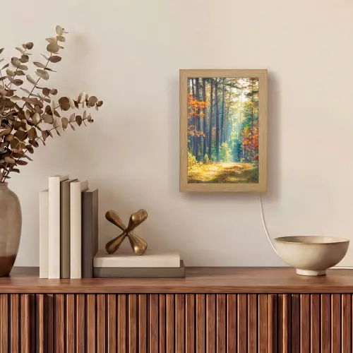 Bos - Zon - Natuur - Herfst Light Box met kabel (Tafellamp) klein -sfeer2