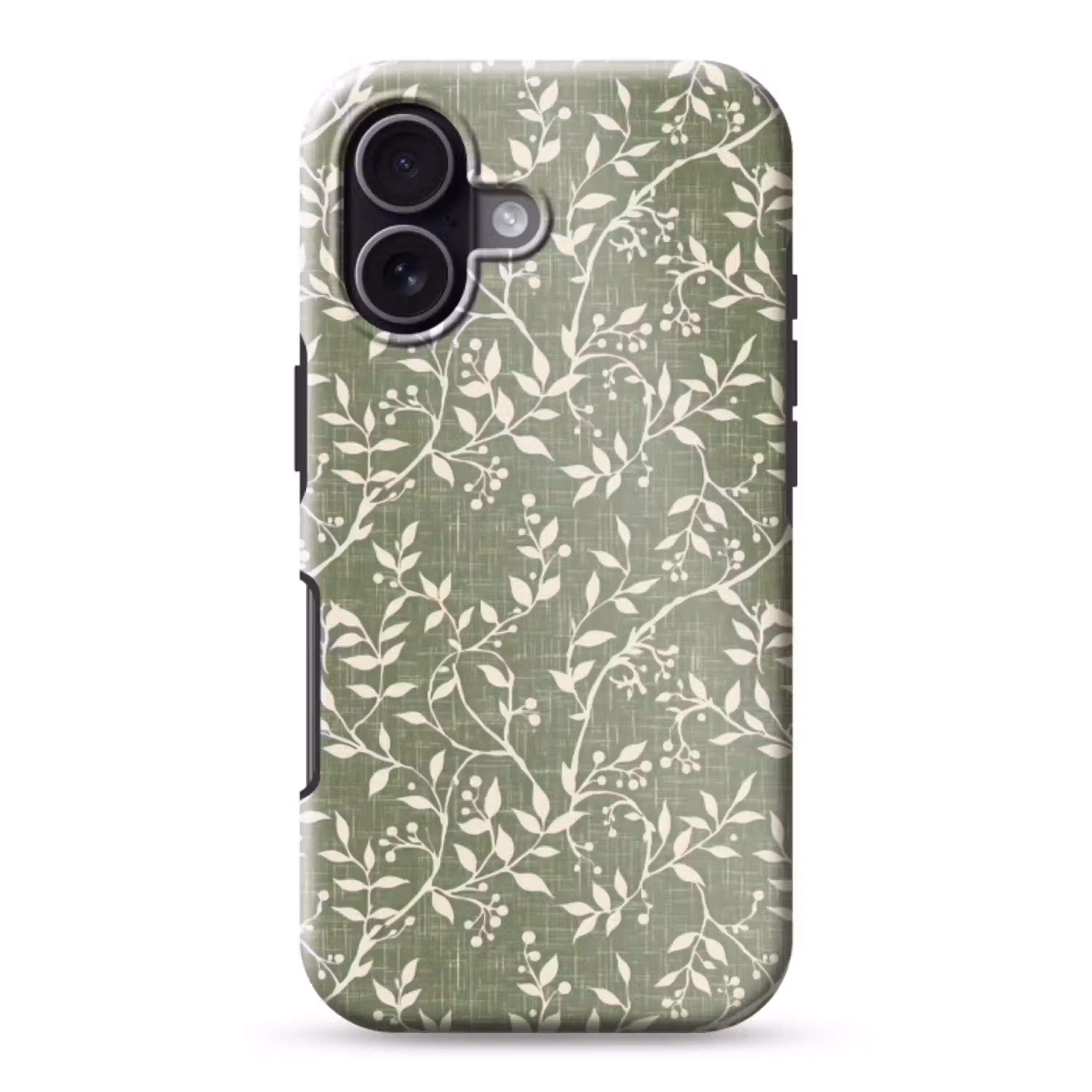 Saliegroen - Botanisch - Takken - Besjes - Linnen - Patroon Toughcase MagSafe Apple iPhone 17 klein 1017 -3d