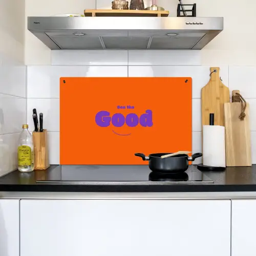 See the good - Paars - Oranje - Smiley Inductie beschemer met haakjes klein -sfeer2