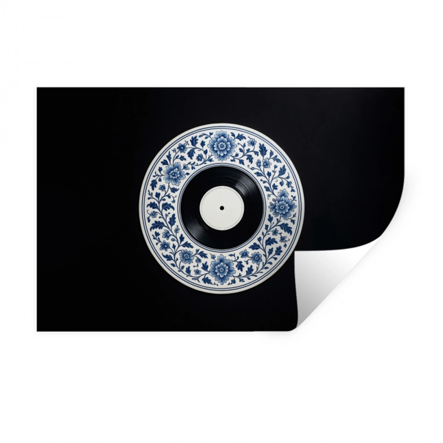 Vinyl - LP - Delfts Blauw - Muziek Muursticker klein -3d