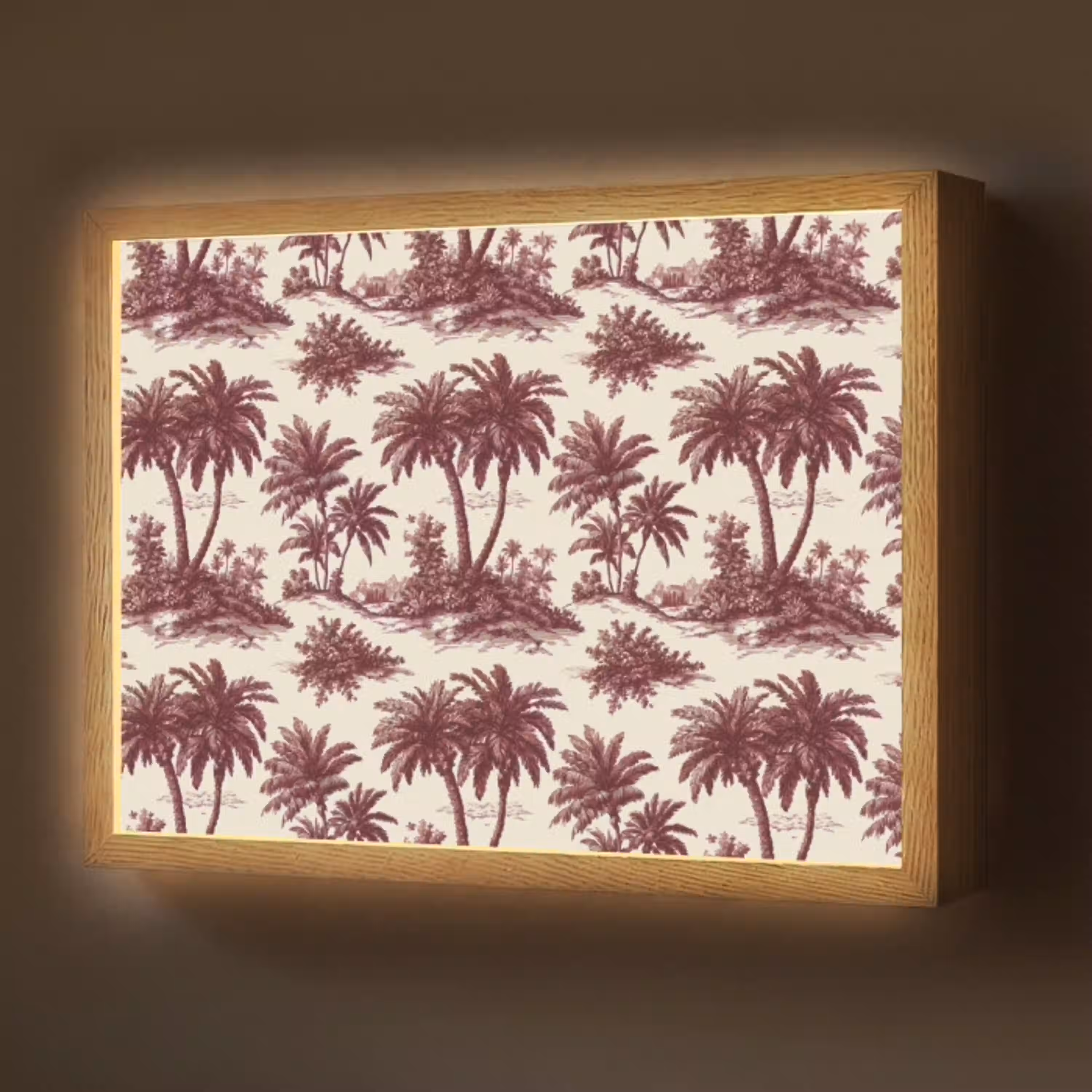 Tropisch - Geometrisch - Bordeauxrood Light Box met batterij (Wandlamp) middel 907 -z3d_website