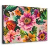 Bloemen - Kleurrijk - Roze Textielframe zwart klein -3d