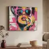 Portret - Vrouw - Abstract - Zonnebril Textielframe zwart klein -sfeer3