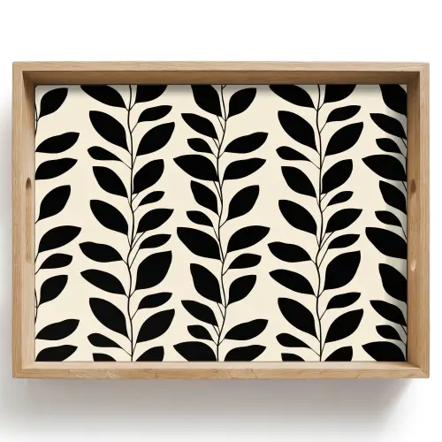 Botanisch - Dessin - Zwart - Beige Dienblad Rechthoek middel 911 -z3d_shopping