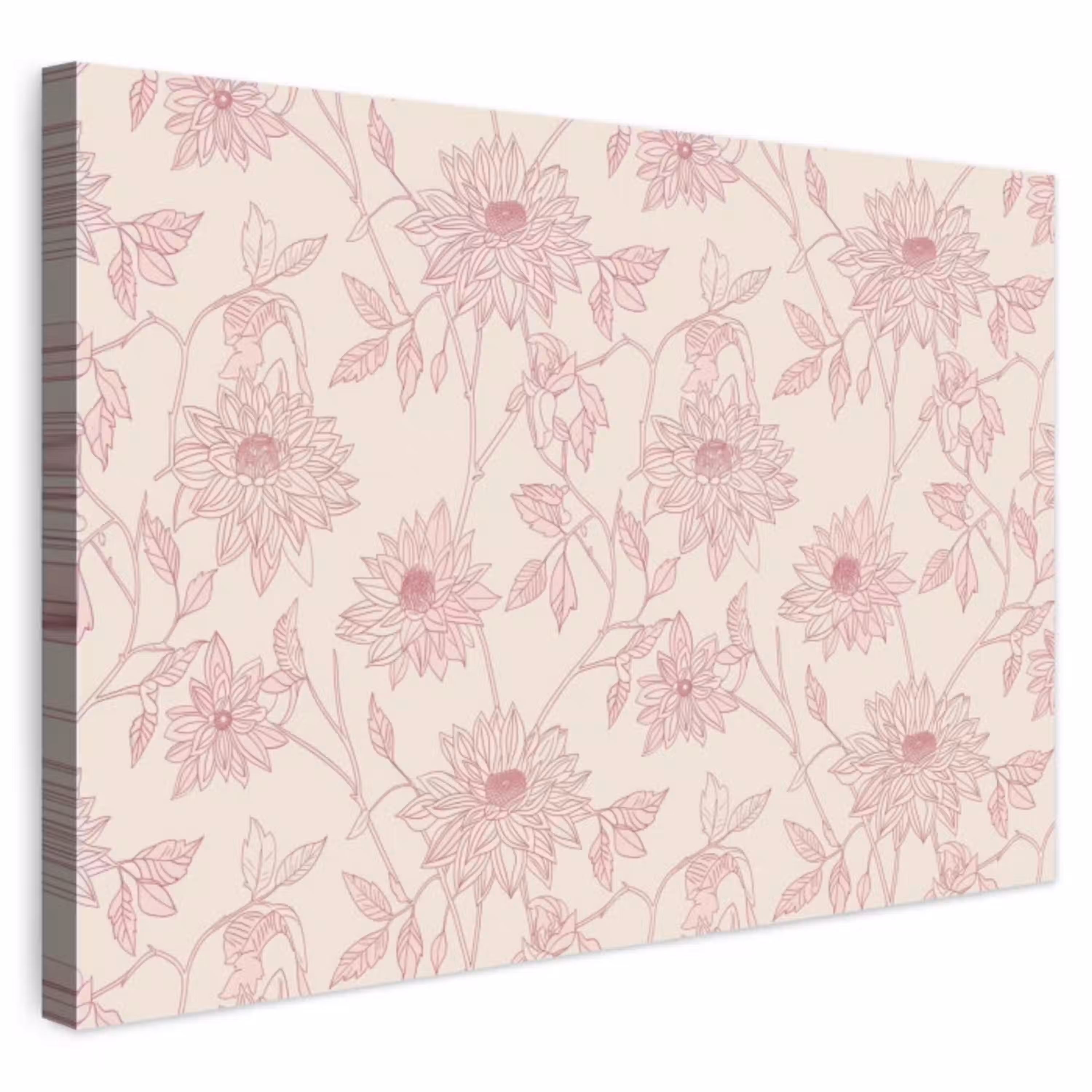 Oudroze - Dahlia's - Lijntekening - Patroon Tuinposter op houten frame 2 cm dik klein 845 -3d