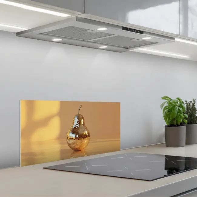Goud - Disco - Glitter - Peer keuken achterwand spatscherm klein -3d_schuin
