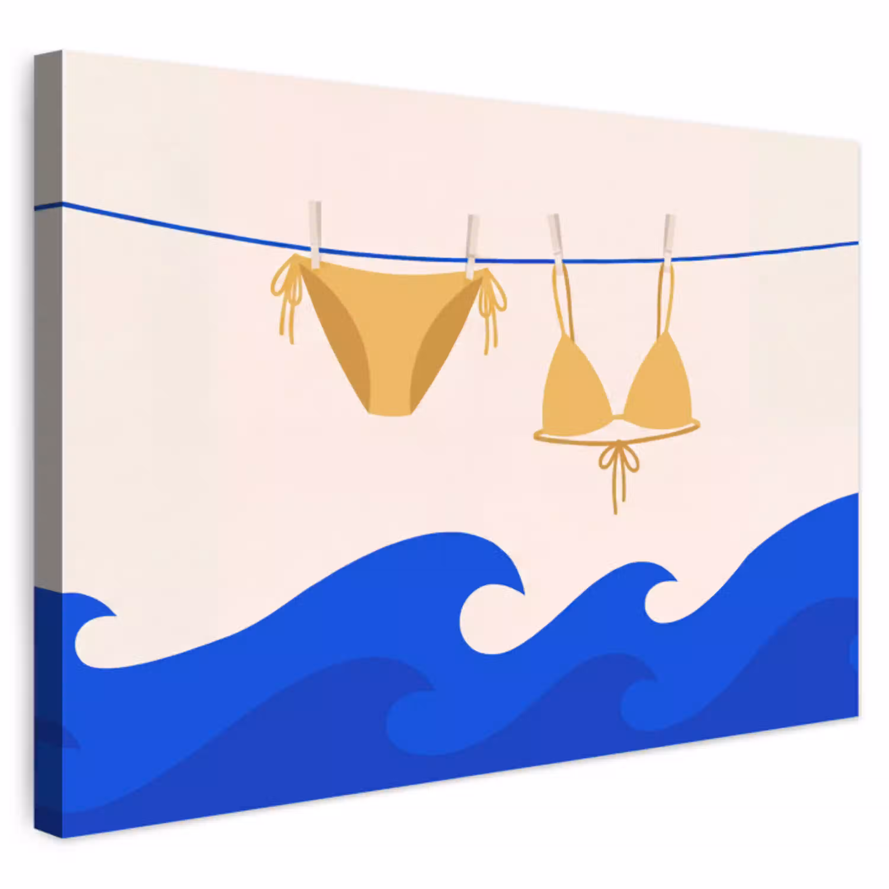 Zwemkleding - Zee - Zomer - Illustratie - Geel Tuinposter op houten frame 2 cm dik klein -3d
