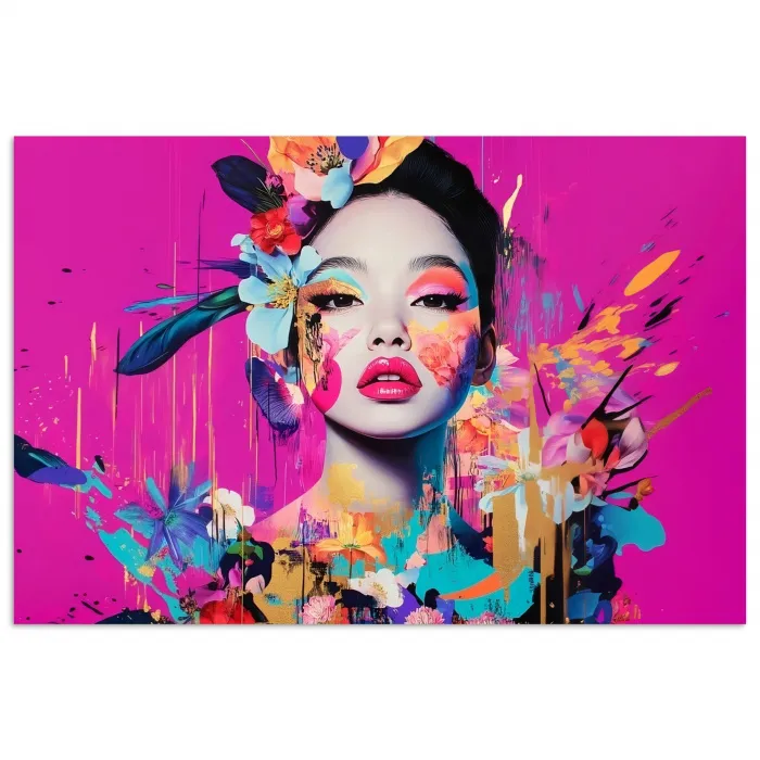 Vrouw - Portret - Abstract - Paars poster papier klein -3d
