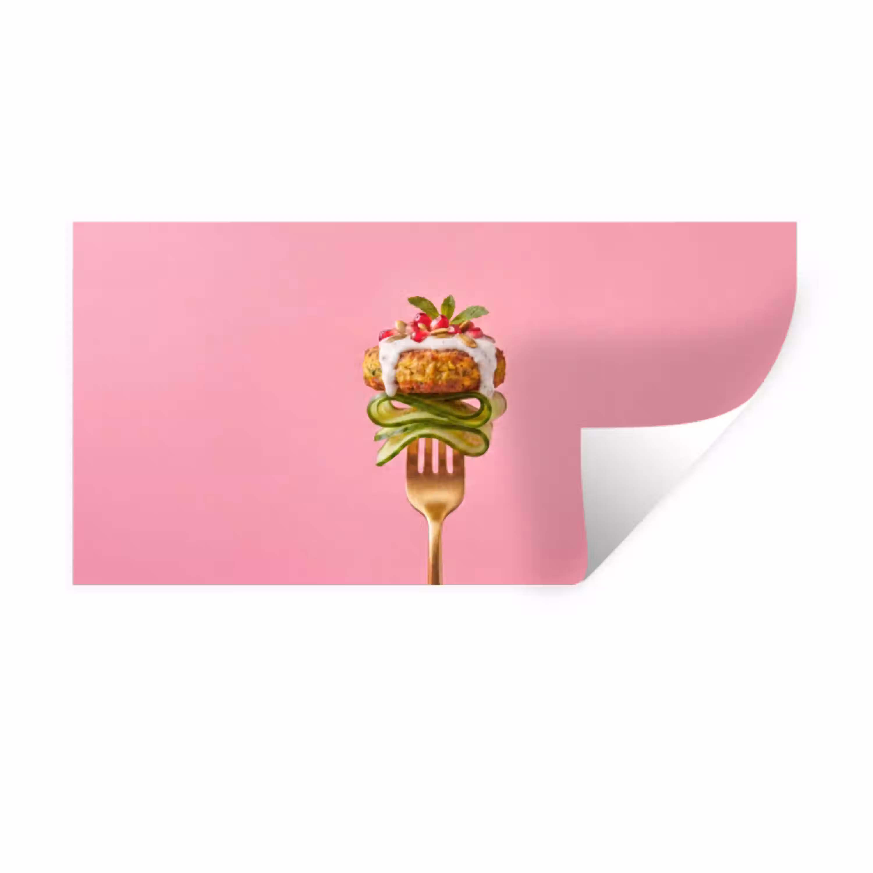 Eten - Vork - Roze Muursticker klein -3d