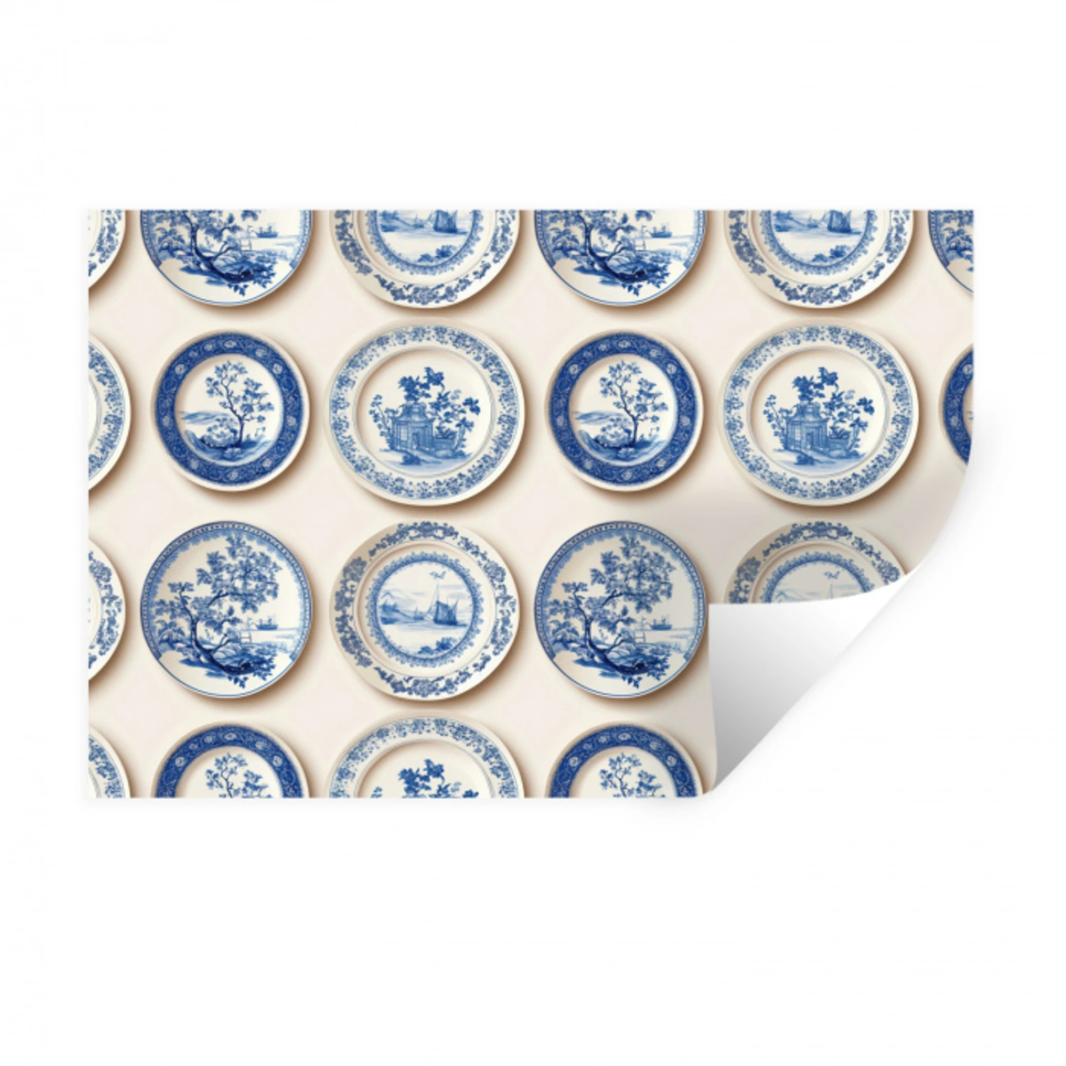 Borden - Bomen - Planten - Blauw Muursticker klein 286 -3d