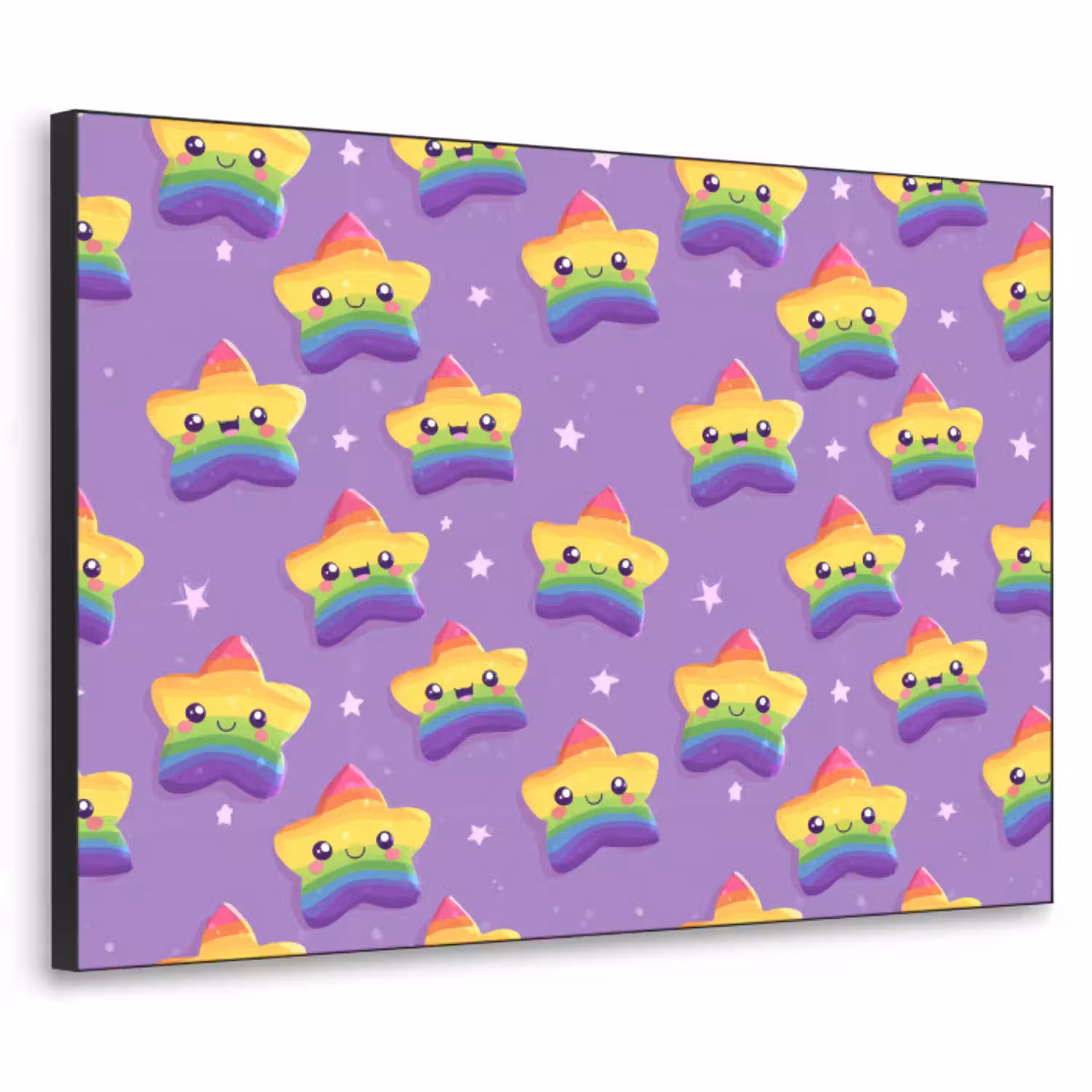 Sterren - Regenboog - Paars Textielframe zwart klein 947 -3d