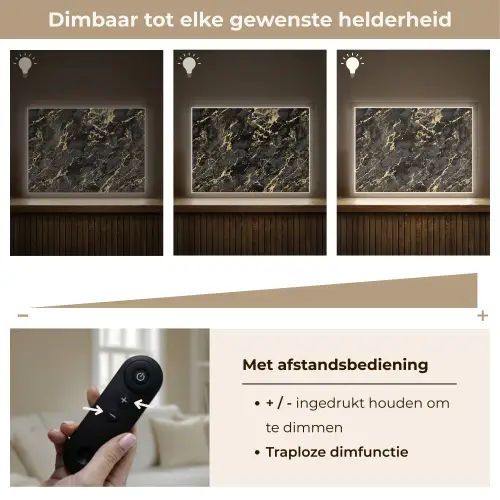 Marmer - Zwart - Goudstructuur Light Box met batterij (Wandlamp) middel 907 -USP_dimbaarNL