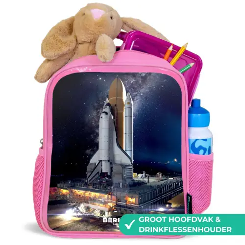 Spaceshuttle die kan opstijgen Kinderrugzak - Roze middel -inhoud_NL