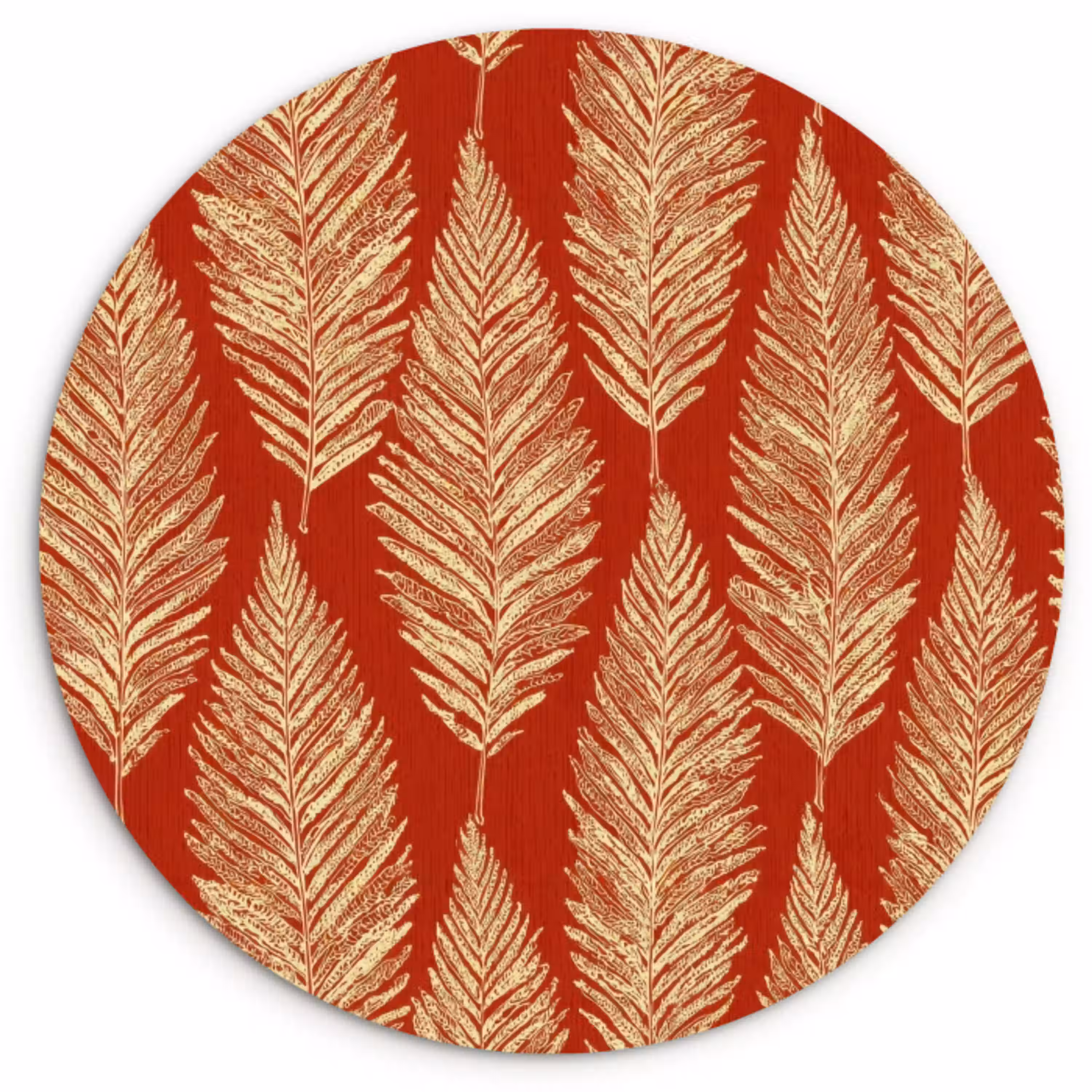 Rood - Botanisch - Varen - Patroon Wandcirkel kunststof plaat 5mm dik klein 188 -3d