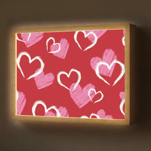 Patroon - Hartjes - Roze - Valentijn Light Box met batterij (Wandlamp) middel -z3d_website
