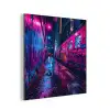 Stad - Neon -  Nacht - Roze - Graffiti aluminium wit klein -3d