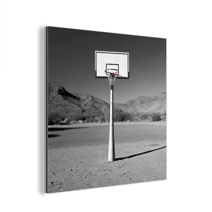 Basketbalpaal - Landschap - Zand - Wit aluminium wit klein -3d
