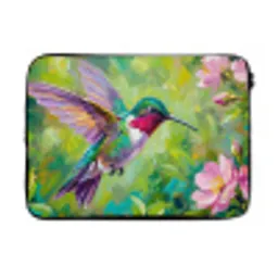Kolibrie - Bloemen - Natuur - Kleurrijk laptophoes neopreen klein -3d