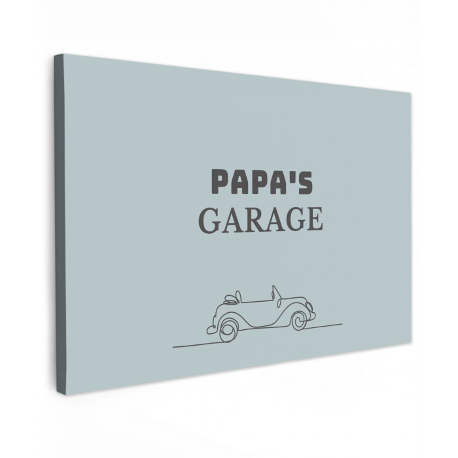 Papa's Garage met auto Tuinposter op houten frame 2 cm dik klein -3d