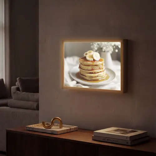 Pannenkoeken - Banaan - Siroop - Wit - Beige Light Box met batterij (Wandlamp) middel -sfeer1