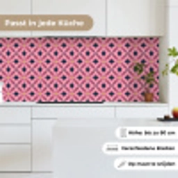 Patroon - Bloemblaadjes - Roze - Blauw keuken achterwand 2 middel 871 -sfeer4_DE