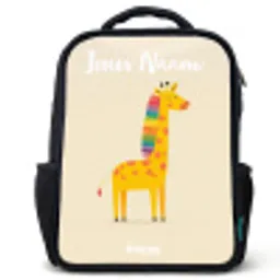 Giraffe - Dier - Kleurrijk Rugzak - Zwart middel -3d