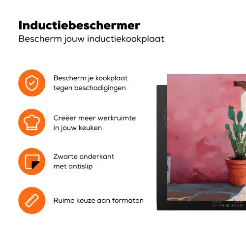 Zee - Roze - Cactus Inductie beschermer vinyl 3mm klein -zzzzzzz-td-ups