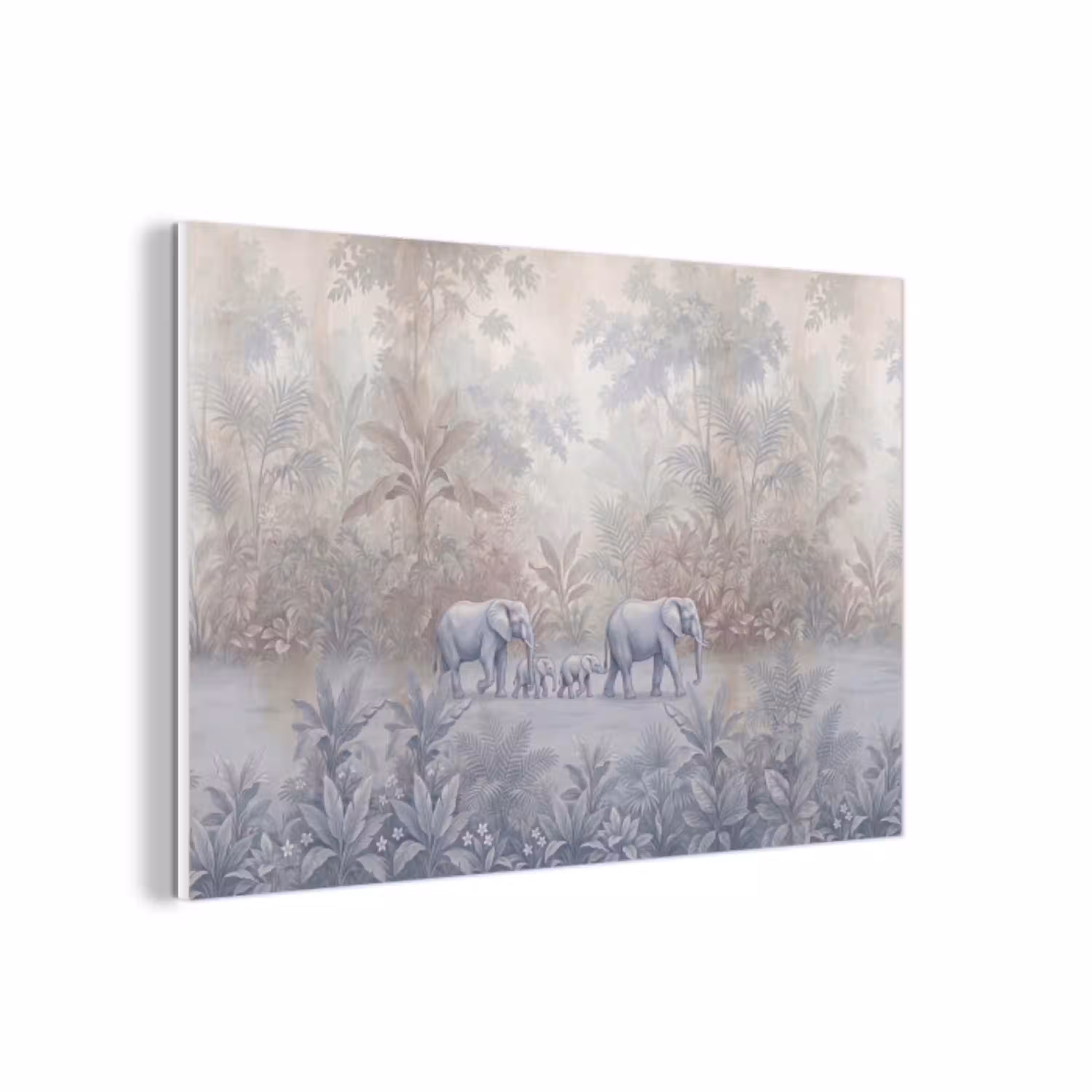 Olifant - Familie - Jungle - Illustratie - Grijs forex 5mm xxl -3d