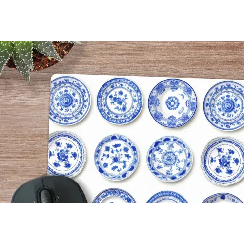 Borden - Bloemen - Patroon - Blauw muismat rubber klein 262 -closeup