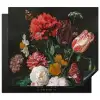 Stilleven met bloemen in een glazen vaas - Schilderij van Jan Davidsz. de Heem Inductie beschermer vinyl 3mm middel -3d
