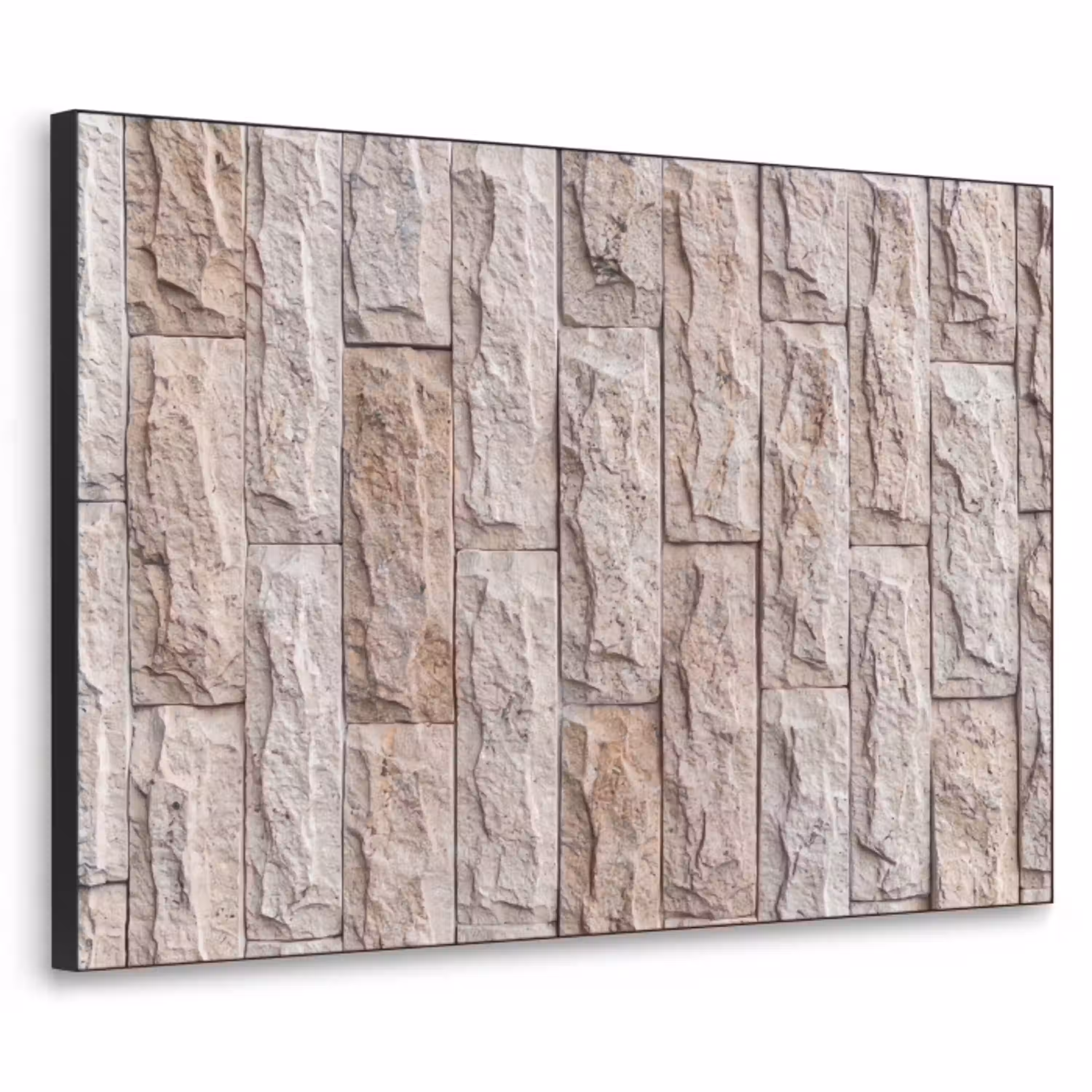 Muur - Steen - Ruw - Beige - Textuur Textielframe zwart klein -3d