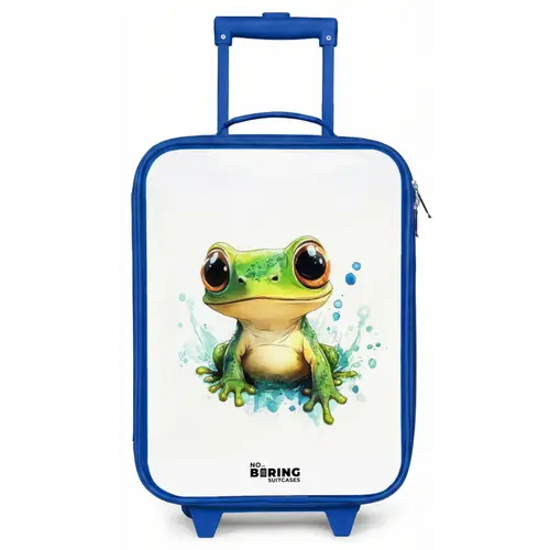 Groene kikker met grote ogen op witte achtergrond Kinderkoffer - Blauw klein -zz3dotto