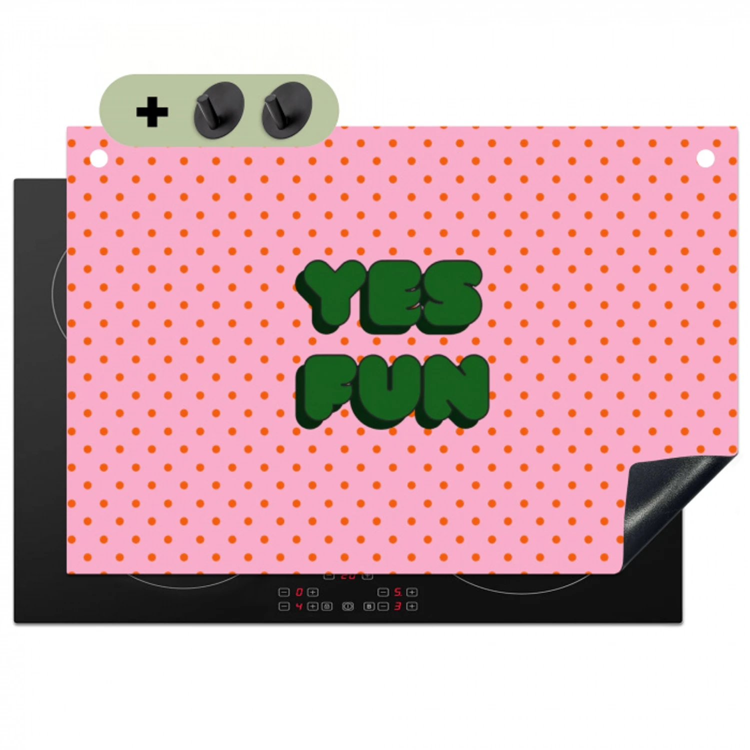 Yes fun - Groen - Roze - Stippen Inductie beschemer met haakjes klein -3d