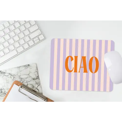 Ciao - Quote - Pastel - Strepen muismat rubber klein -witbureau