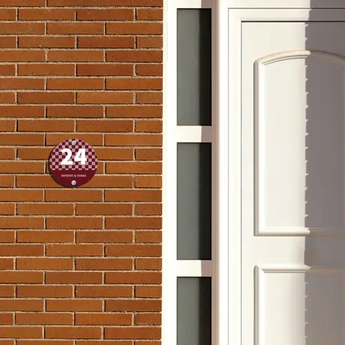 Bordeaux - Blokjes - Klassiek Naambord Rond klein -sfeer3-rond-XS