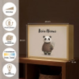 Panda - Blauwe bloemen - Zachtheid Light Box met batterij (Wandlamp kind) middel -USP_websiteoverzichtDE