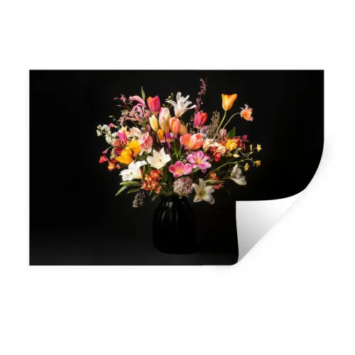Vaas - Bloemen - Tulpen Muursticker klein -3d