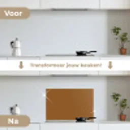 Bruin - Aardetint - Effen kleur keuken achterwand spatscherm klein 900 -voor_na_NL