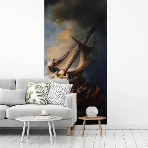 De storm op het meer van Galilea - Rembrandt van Rijn fotobehang vinyl groot -woonkamer