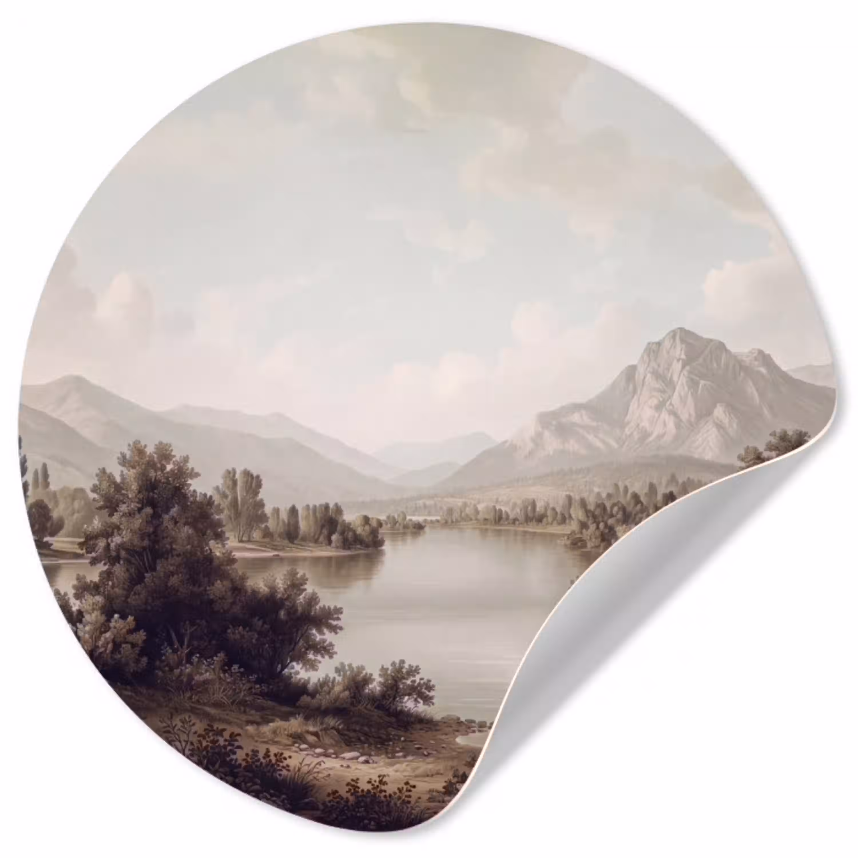 Klassiek - Landschap - Sereen Wandcirkel behangsticker klein -3d