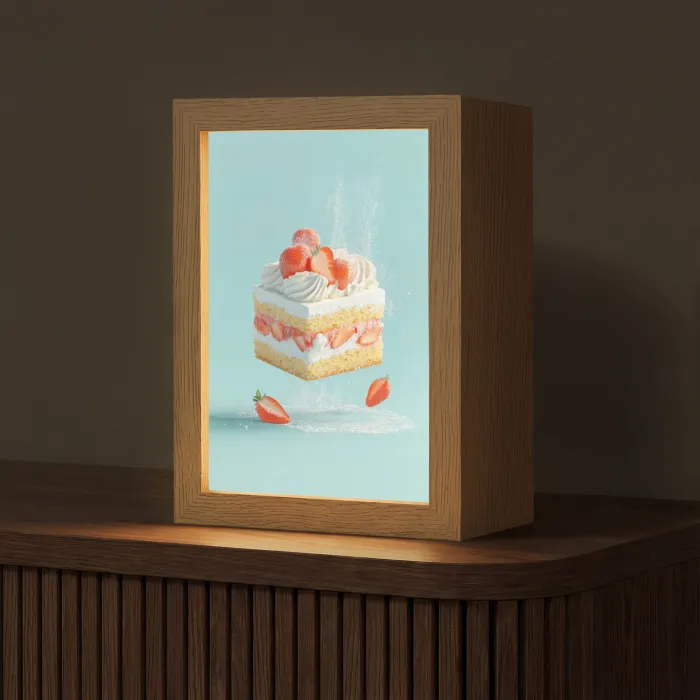 Slagroom - Taart - Blauw - Eten Light Box met kabel (Tafellamp) klein -z3d_website
