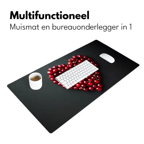 Kersen - Hart - Rood - Zwart Muismat XXL klein -sfeer4