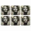 Vrouw - Kunst - Goud - Abstract - Glamour onderzetter kurk middel -3d