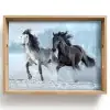 Paarden - Winter - Dieren - Natuur - Sneeuw Dienblad Rechthoek middel -z3d_shopping