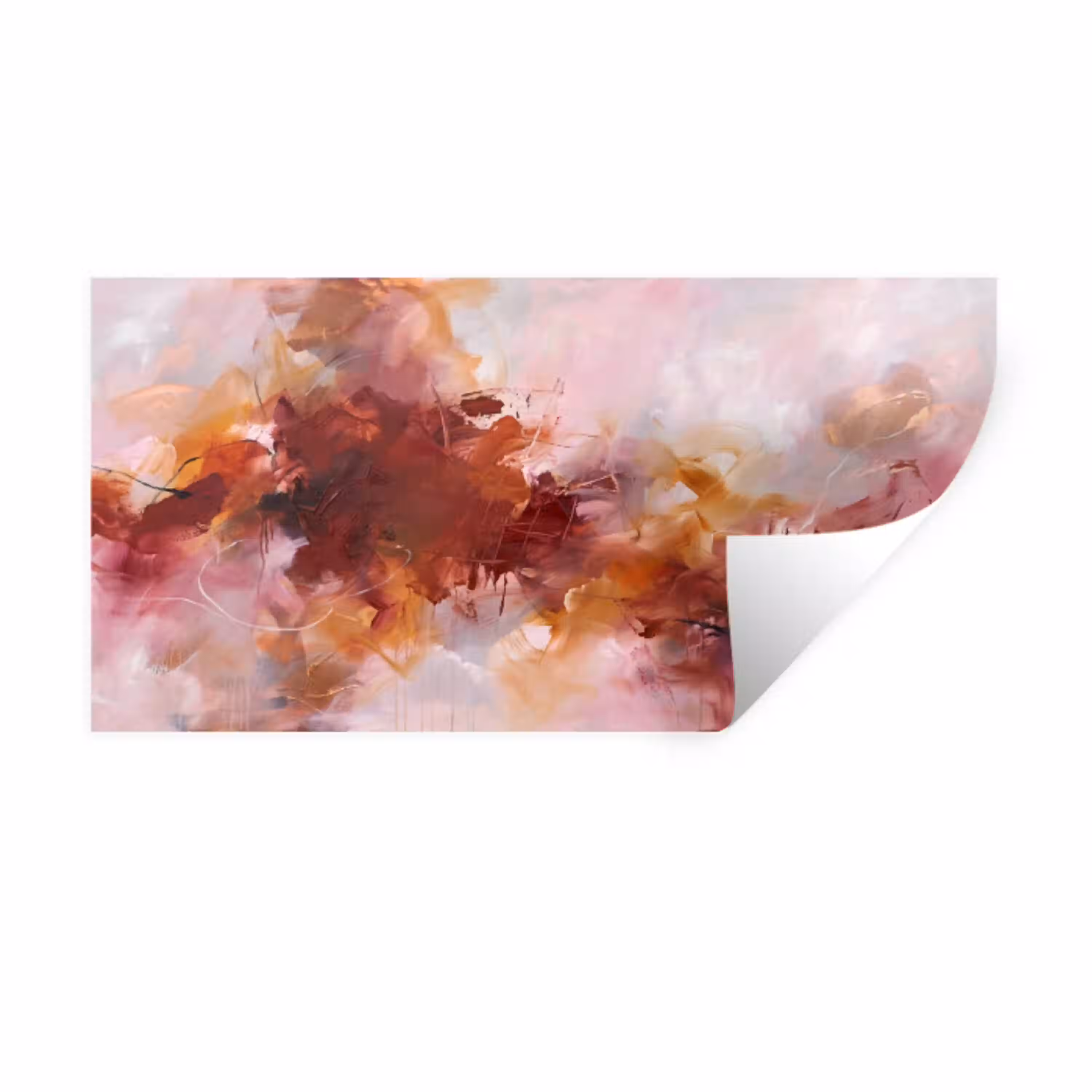 Abstract - Kleurrijk - Kunst - Modern - Roze-Rood Muursticker klein -3d