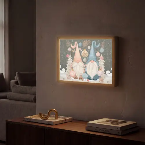 Kerst - Gnomen - Pastel Light Box met batterij (Wandlamp) middel -sfeer1