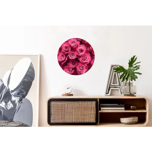 Rozen - Pink - Bloem Wandcirkel aluminium klein -kantoor