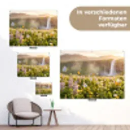 Vlinders - Waterval - Bloemenveld tuinposter los doek klein -Xsfeer9_DE