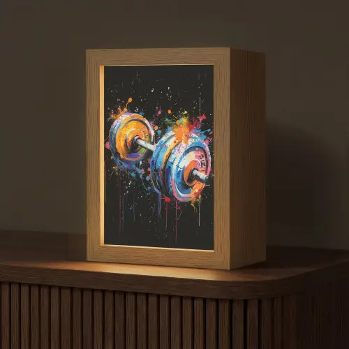 Graffiti - Sport - Fitness - Dumbbell - Gym Light Box met kabel (Tafellamp) klein -z3d_website